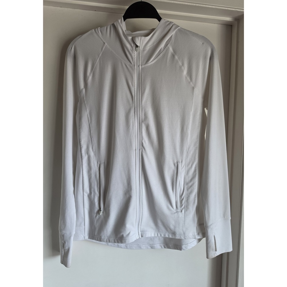 Athleta Women's Hoodie Size S White Solid Long Sleeve Athleisure Activewear